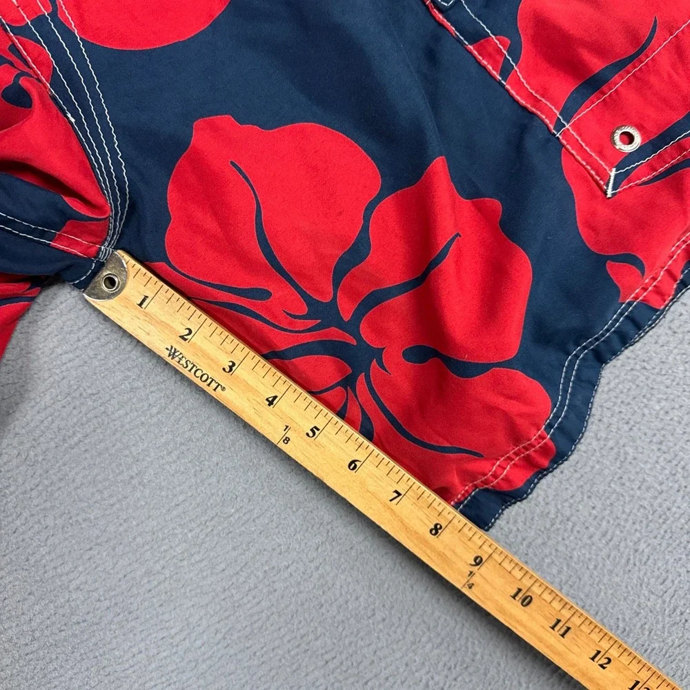 Abercrombie Board Shorts Mens Medium Navy Red Hibiscus Floral Cargo Swim Trunks